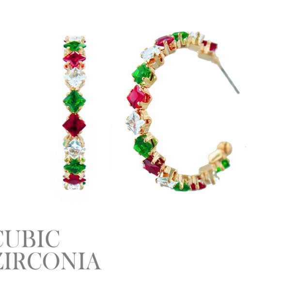 Christmas Zirconia Hoops - Picture 1 of 1
